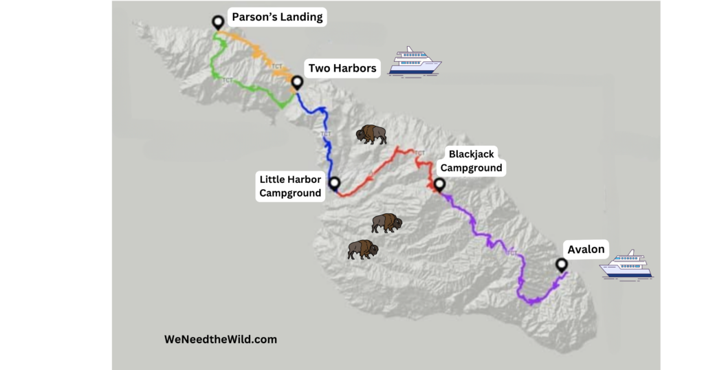 Map of the Trans Catalina Trail.