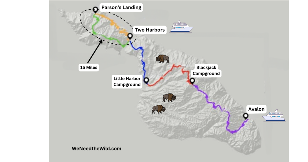 Map of the Trans Catalina Trail Lollipop Loop 